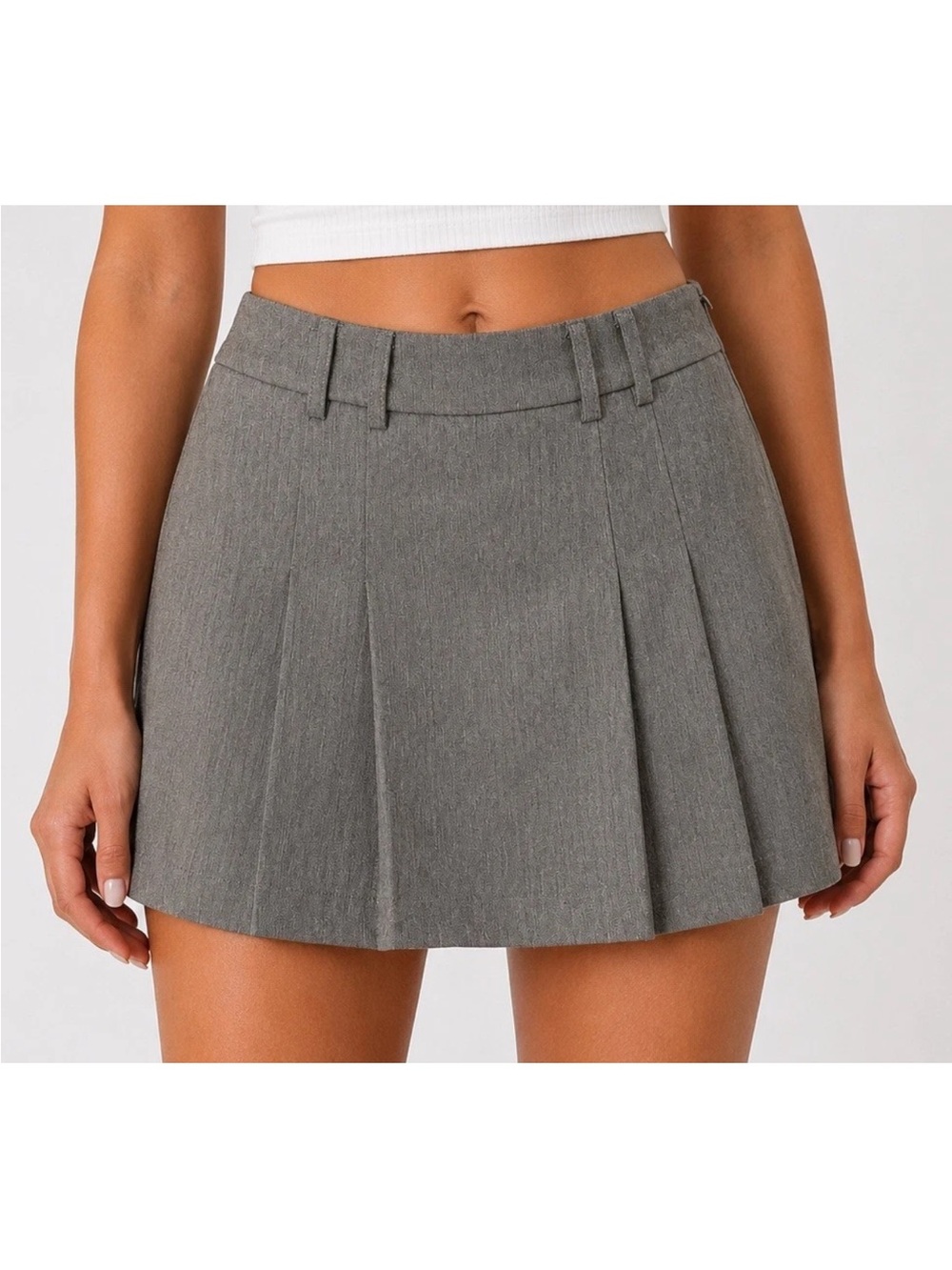 Fashion Nova Pleated Skort Gray Mini Tennis School Girl Preppy XS